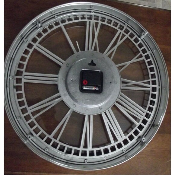 Wall Clock Large 20" Round Silver Cut Out Chrome Roman Numeral Skeleton Round - Picture 6 of 8